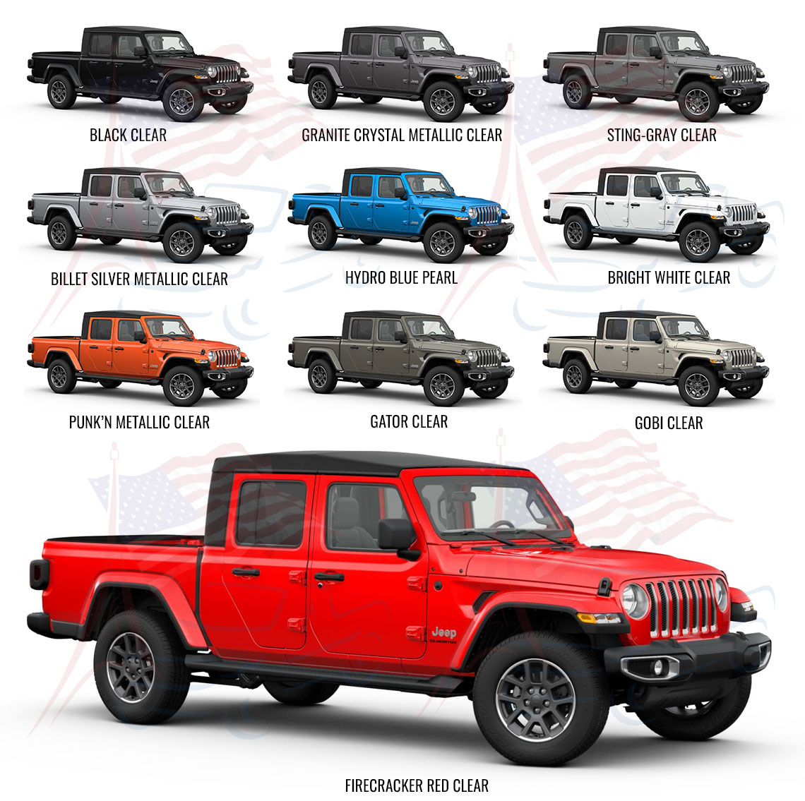 couleurs jeep gladiator