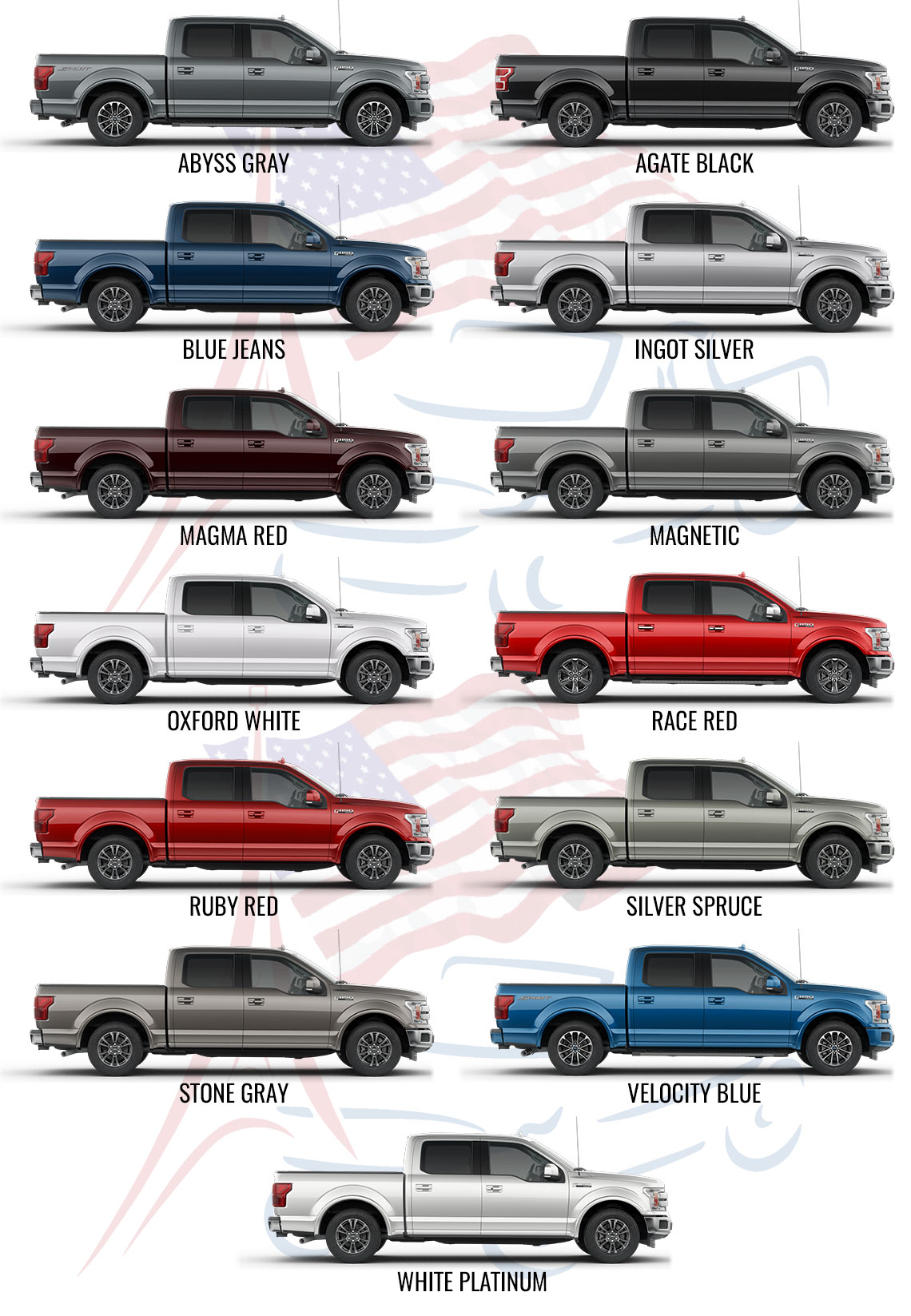 couleurs ford f150